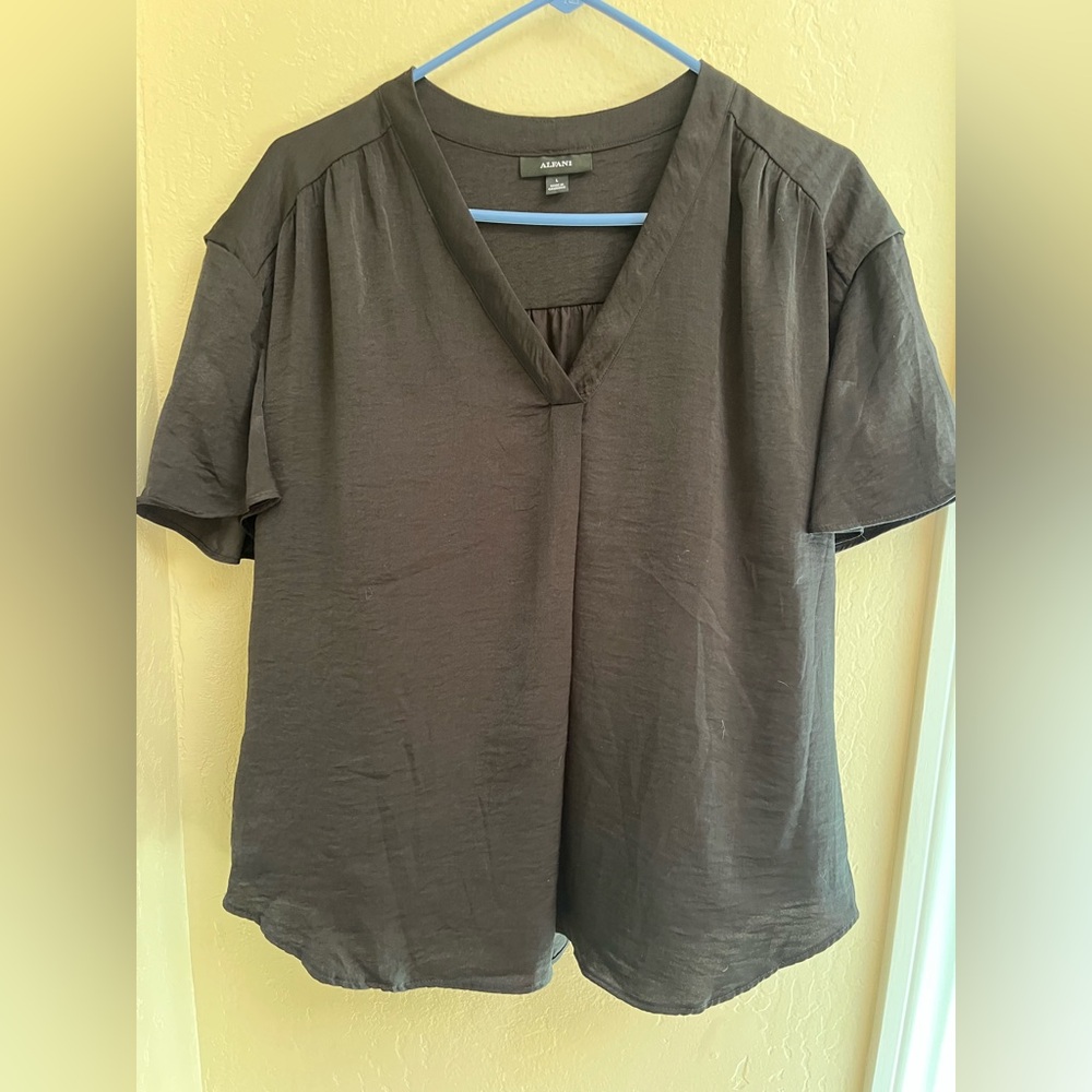 Alfani Gray Boxy Short Sleeve Blouse